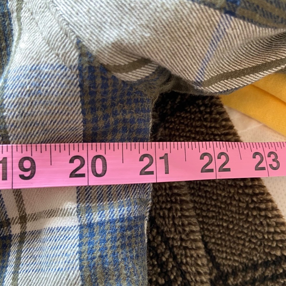 Levis Green Blue Plaid Flannel Shirt Jacket Sherpa Lined Insulated Size Medium - Picture 6 of 8